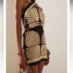 Luxxel Black and Cream Shell Print Dress